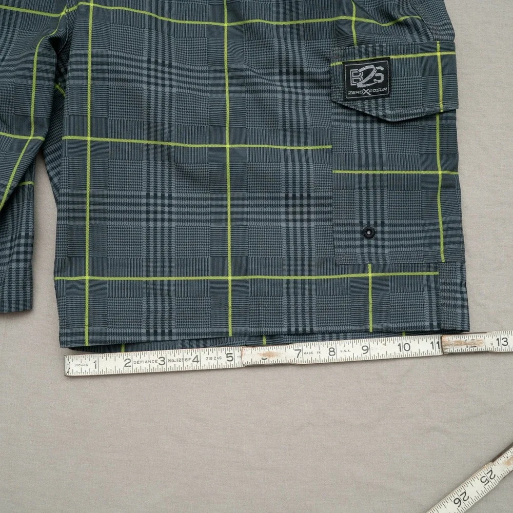 ZeroXposur‎ Beach 2 Street Hybrid Board / Swim Short Green Plaid Y2k Baggy Large